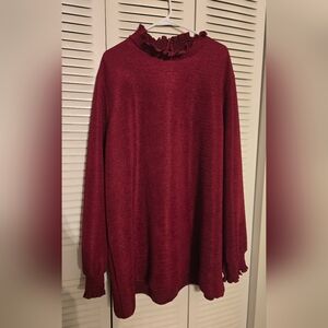 Elegant Red Ruffled Women's Top